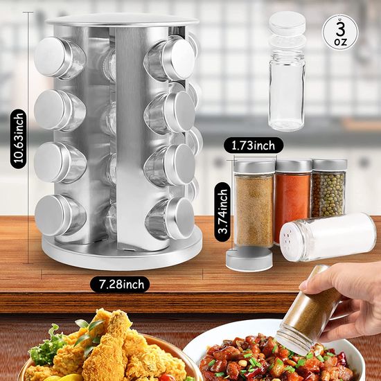 HaloSpice 16-Jar Revolving Spice Rack – Masala Organiser