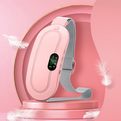 HaloCalm rechargeable heating belt standing upright with adjustable strap