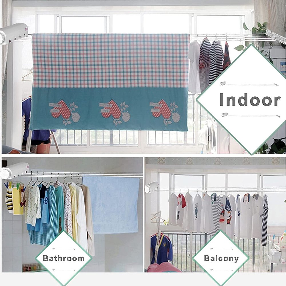 HaloReel in use indoors, in a bathroom and on a balcony