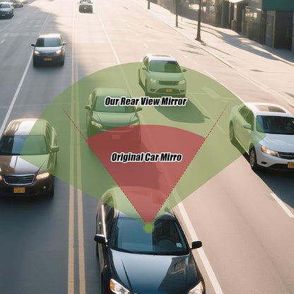 Diagram of the wider rear viewing angle of the HaloView mirror