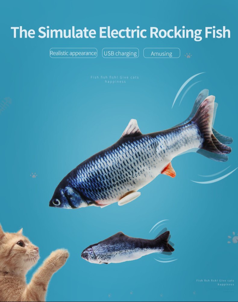 HaloFin Flopping Fish Cat Toy – USB Rechargeable Kicker with Catnip