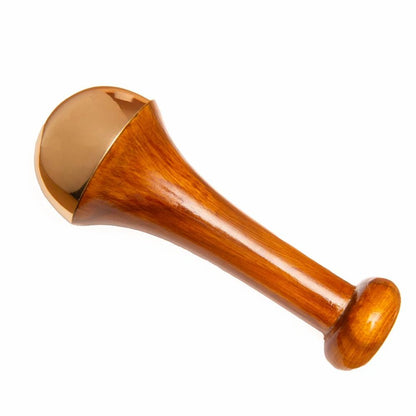 HaloBronze kansa wand: bronze massage dome on a turned wooden handle