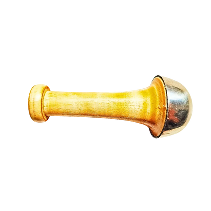 HaloBronze kansa wand lying flat, showing the dome and handle profile