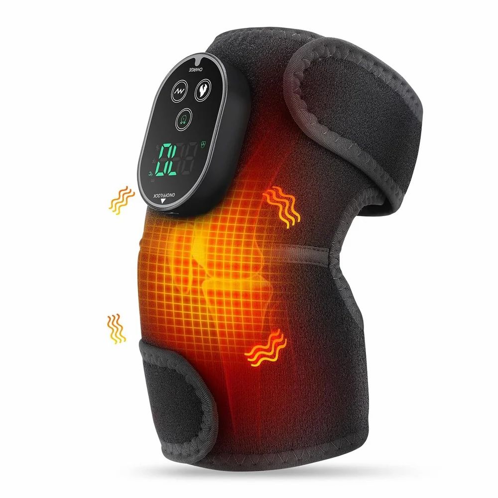 HaloTherm Heated Knee Massager Wrap – Cordless Heat + Vibration