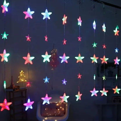 HaloFest LED Star Curtain Lights – Diwali Decoration, 138 LED